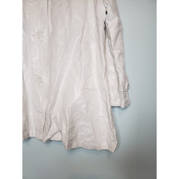 T&W Designs Womens L Jacket Top White  Shimmer Linen Rayon Blend Business Office - Picture 3 of 5